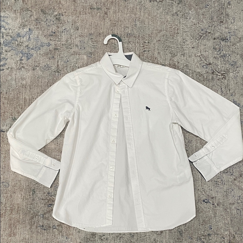 H&M White Dress Shirt with Embroidered Detail